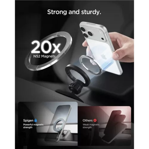 Spigen Tesla Airvent MagSafe TAM100 szellőzőrácsos telefontartó, fekete – Tesla Model 3 (2024–2026) / Model Y Juniper (2025–2026)