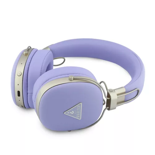 Guess PU Grained Triangle Gold Metal Logo ENC vezeték nélküli bluetooth fejhallgató lila