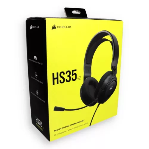 Corsair HS35 V2 Carbon fekete vezetékes gamer fejhallgató mikrofonnal