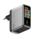 Cuktech AD1204U 120 W-os GaN hálózati töltő kijelzővel és USB-C kábellel, ezüst