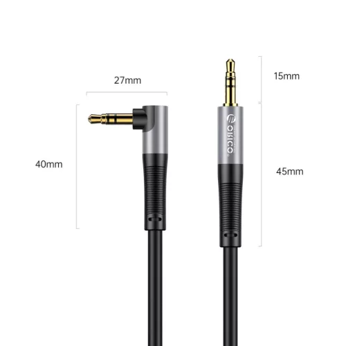 Orico AXW 3,5 mm-es apa–apa audiókábel, 90°-os, 5 m, fekete