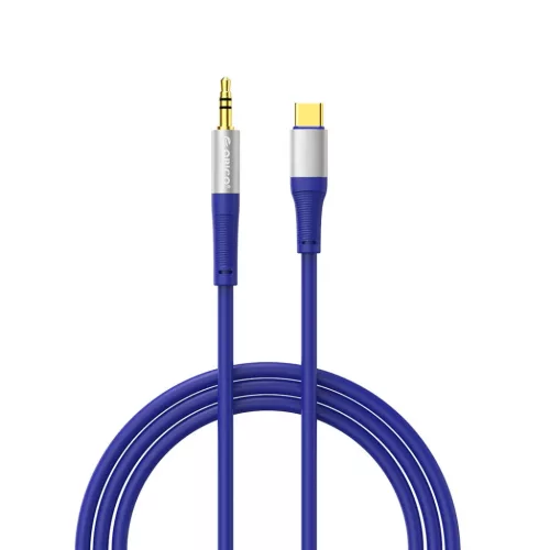 Orico AXC-02 USB-C – 3,5 mm jack audioadapter kábel, 20 cm, kék-ezüst