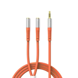   Orico AX2-10 3,5 mm-es minijack elosztó fejhallgatóhoz és mikrofonhoz, 1 m, narancssárga