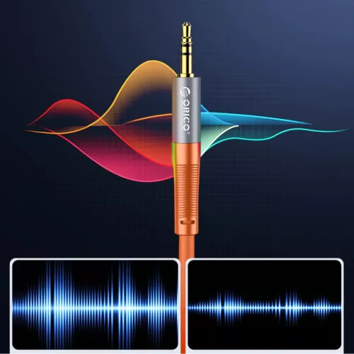 Orico AXRF 3,5 mm mini jack – 2× RCA anya audiokábel, 3 m, narancssárga