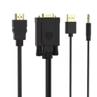 Orico XD-VATH VGA–HDMI kábel 3,5 mm-es mini jack és USB tápellátással, 5 m, fekete