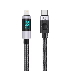   Orico LDC2L USB-C–Lightning PD 29 W-os kábel LED kijelzővel, 480 Mb/s, 2 m, fekete