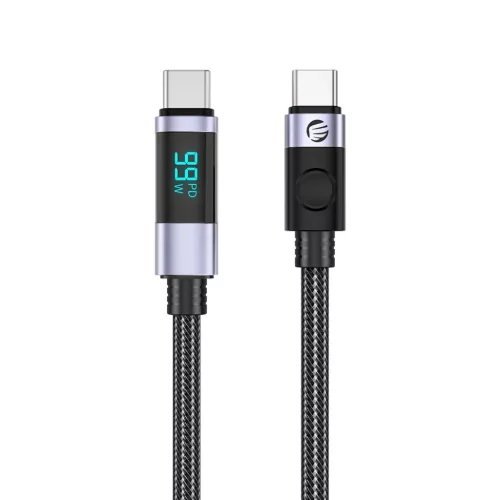 Orico LDC2C USB-C–USB-C PD 100 W-os kábel LED kijelzővel, 480 Mb/s, 2 m, 2 db, fekete