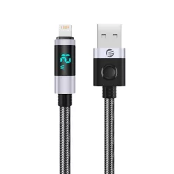   Orico LDA2L USB-A–Lightning kábel LED-kijelzővel, 12 W, 0,5 m, fekete-ezüst