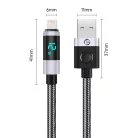 Orico LDA2L USB-A–Lightning kábel LED-kijelzővel, 12 W, 0,5 m, fekete-ezüst