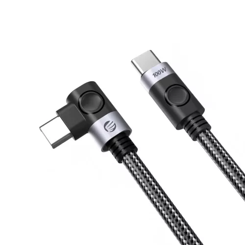 Orico C2CW USB-C–USB-C PD gyorstöltő kábel derékszögű csatlakozóval, fekete, 1 m