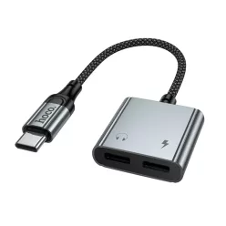 Hoco UPA34A USB-C–USB-C / USB-C audioadapter, szürke