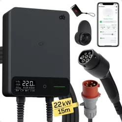 dé 22 kW-os fali töltő 15 m-es kábellel, TUYA APP Type-2