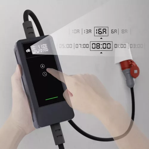 dé 11 kW-os hordozható töltő 15 m-es kábellel,  TUYA APP Type-2