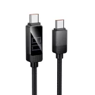 Hoco U154 USB-C – USB-C kábel LCD kijelzővel, 1 m, fekete