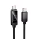 Hoco U154 USB-C – USB-C kábel LCD kijelzővel, 1 m, fekete
