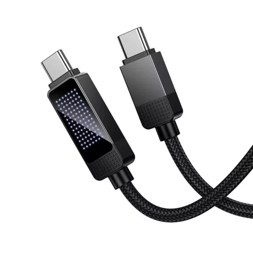 Hoco U154 USB-C – USB-C kábel LCD kijelzővel, 1 m, fekete