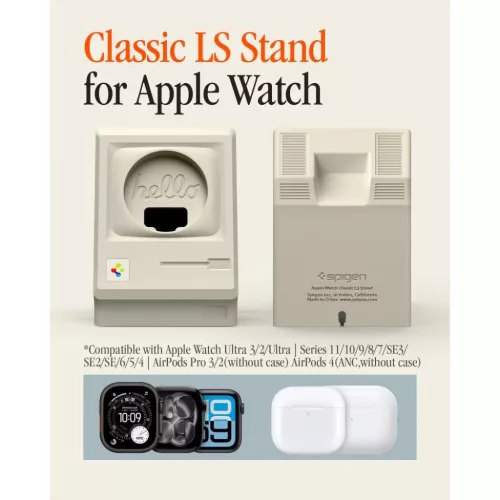 Apple Watch és AirPods kőszínű Spigen Classic LS töltőállvány