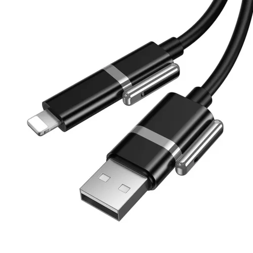 Hoco U155 4 az 1-ben USB-A/USB-C–USB-C/Lightning kábel 3 A 60 W 1,2 m fekete