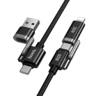Hoco U155 4 az 1-ben USB-A/USB-C–USB-C/Lightning kábel 3 A 60 W 1,2 m fekete