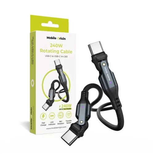 Mobile Origin CB3 forgatható USB-C–USB-C kábel, 1 m, 240 W