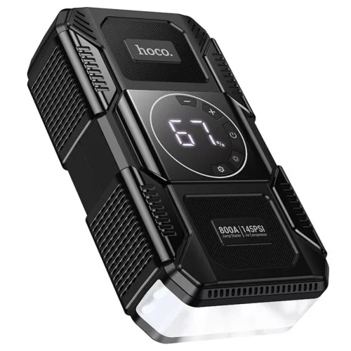 Hoco QS6 8000 mAh külső akkumulátor indítássegítő funkcióval és légpumpával, fekete