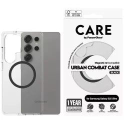   CARE by PanzerGlass Flagship Urban Combat Black QI tok Samsung Galaxy S25 Ultra - Átlátszó