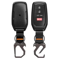   Spigen - Toyota kulcshéj karabinerrel TK100 (ACS11366) - csúszásmentes oldalsó mintázattal, karbonszálas hatással - fekete