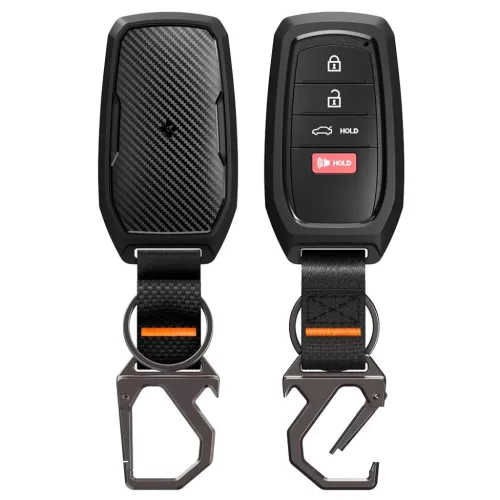 Spigen - Toyota kulcshéj karabinerrel TK100 (ACS11366) - csúszásmentes oldalsó mintázattal, karbonszálas hatással - fekete
