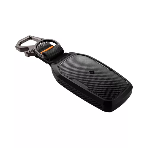 Spigen - Toyota kulcshéj karabinerrel TK100 (ACS11366) - csúszásmentes oldalsó mintázattal, karbonszálas hatással - fekete