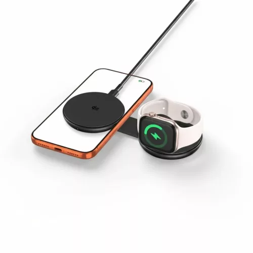 Tech-Protect A55 2 az 1-ben mágneses MagSafe vezeték nélküli töltő 25 W, fekete