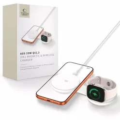   Tech-Protect A55 2 az 1-ben MagSafe Qi2.2 vezeték nélküli töltő 25 W, fehér