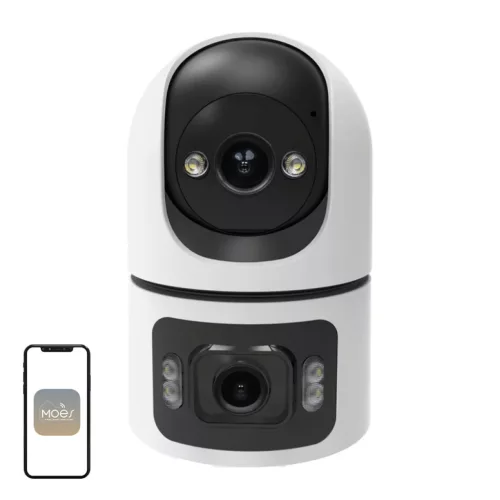 MOES WCM-Q09 beltéri intelligens IP-kamera Wi-Fi 6 8 MP kettős lencsével