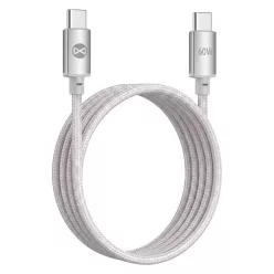 Forever Vibe USB-C - USB-C kábel 1 m 60 W ezüst