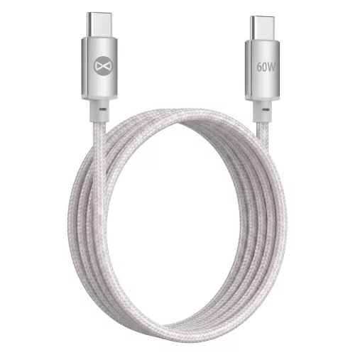 Forever Vibe USB-C - USB-C kábel 1 m 60 W ezüst