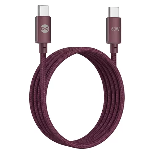 Forever Vibe USB-C–USB-C kábel 1 m 60 W bordó
