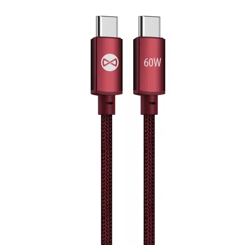 Forever Vibe USB-C–USB-C kábel 1 m 60 W bordó