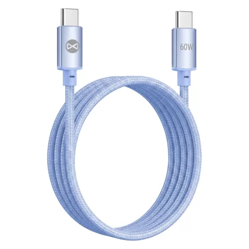 Forever Vibe USB-C–USB-C kábel 1 m 60 W világoskék