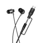 Vezetékes fülhallgató mikrofonnal, 3,5 mm-es csatlakozóval / USB-C csatlakozóval Hoco M119A fekete