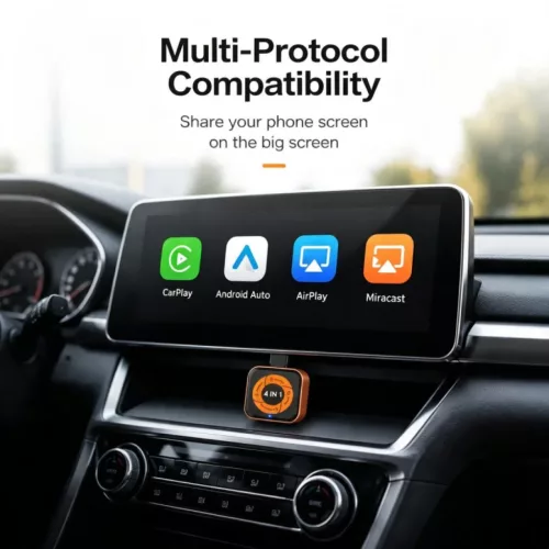 Carlinkit Mini Ultra6 vezeték nélküli CarPlay és Android Auto adapter, fekete-narancssárga