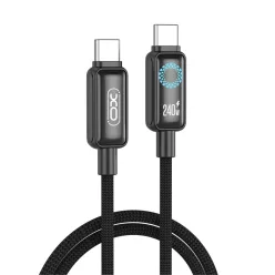   XO NB-Q312A PD USB-C – USB-C kábel 1 m 240 W fekete LED-del