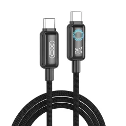  XO NB-Q312B USB-C – USB-C kábel 2,0 m 240 W fekete LED-del