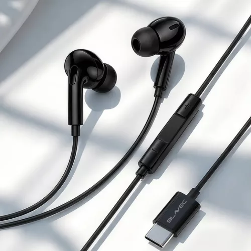 Blavec BHS-01 USB-C DAC vezetékes fülhallgató mikrofonnal, fekete