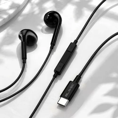 Blavec BHS-02 USB-C vezetékes fülhallgató mikrofonnal és DAC-kal, fekete