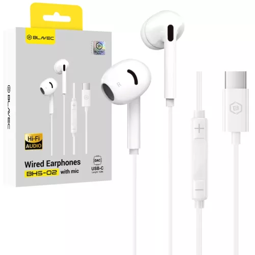Blavec BHS-02 USB-C vezetékes fülhallgató DAC-kal és mikrofonnal, fehér