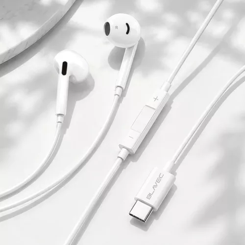 Blavec BHS-02 USB-C vezetékes fülhallgató DAC-kal és mikrofonnal, fehér