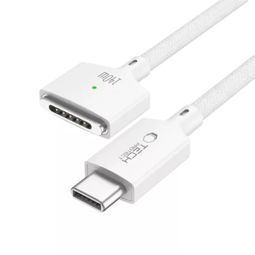 Tech-Protect MMC01 Ultraboost mágneses USB-C–MagSafe 3 MacBook töltőkábel 140 W 300 cm fehér