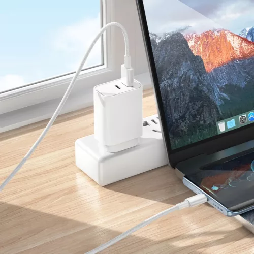 Borofone BX117 Source USB–USB-C töltőkábel, 1 m, fehér
