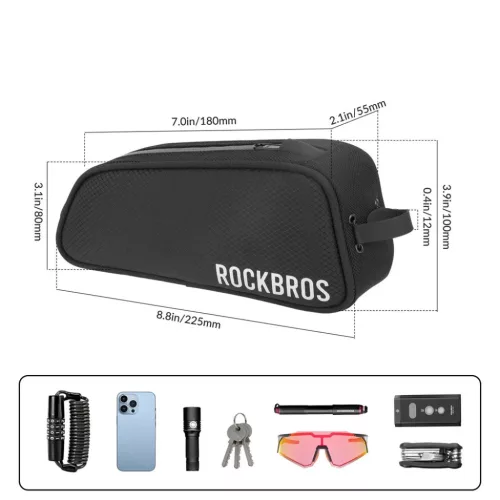 Rockbros TL004 ROAD TO SKY 0,7 l-es vízálló kerékpár váztáska, fekete