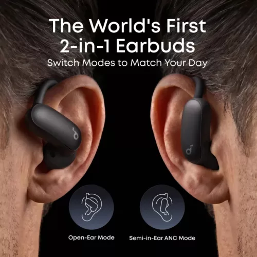 Anker SoundCore AeroFit 2 Pro vezeték nélküli nyitott fülhallgató, fekete A3875G11