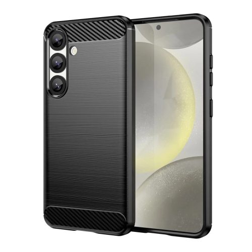 Szilikon fliptok Carbon Case Samsung Galaxy S25 Edge - fekete tok